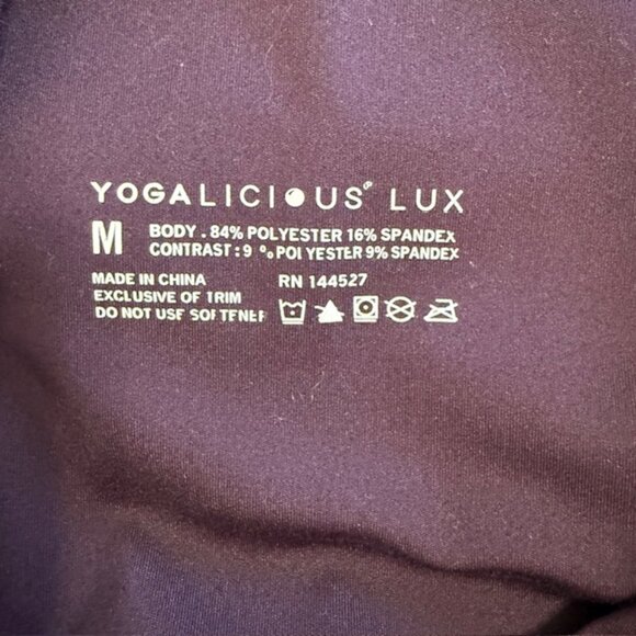 Yogalicious Lux Purple Hi-Rise Elastic Free Waistband Yoga Pants Leggings Sz M - Picture 7 of 11